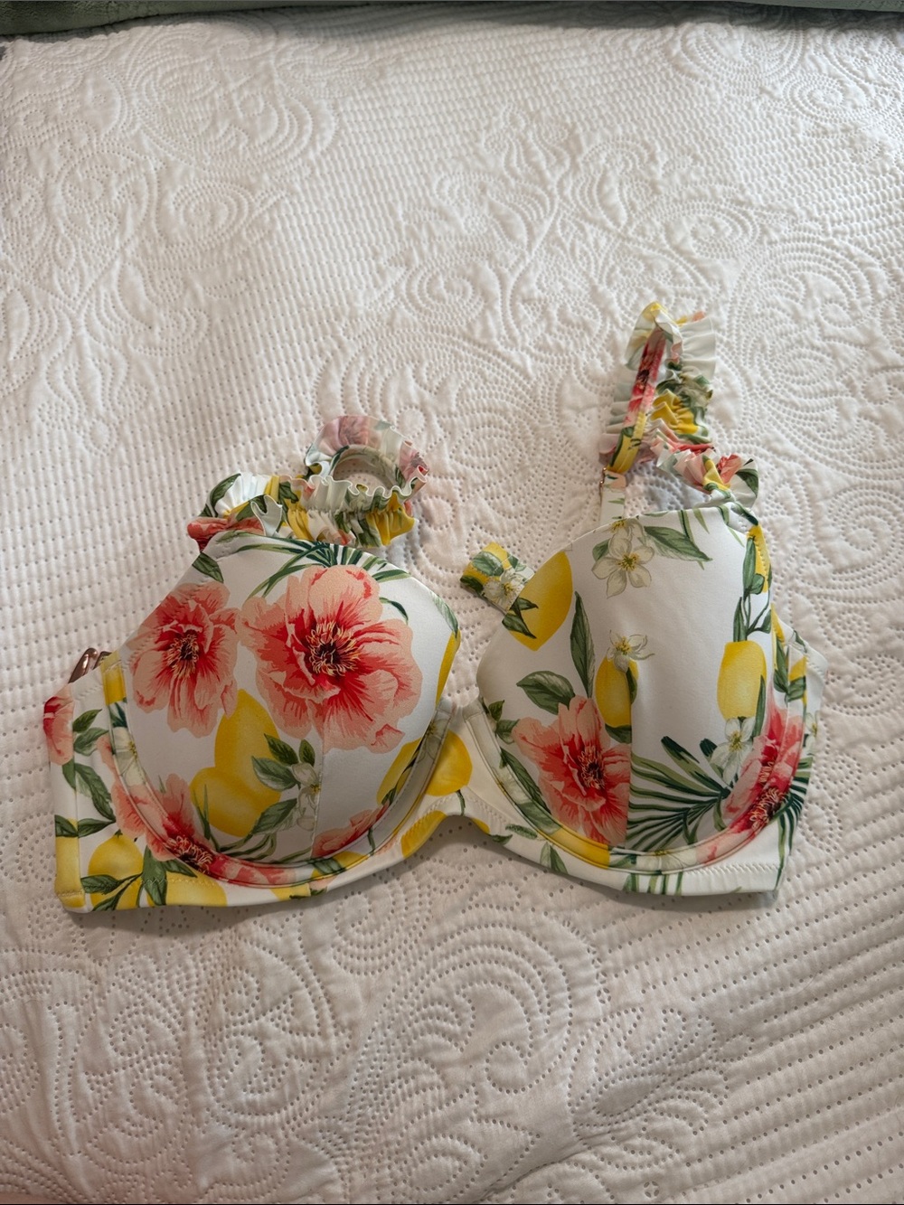 Shade and Shore Floral Lemon Print Underwire Swimsuit Top